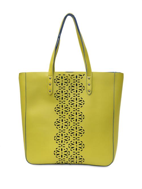 lime green leatherette laser cut handbag - 9623067 - Very Small Image - 1