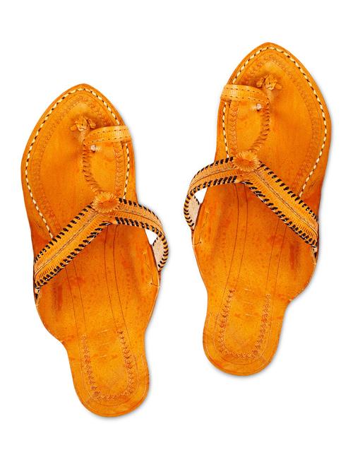 brown leather open toed kolhapuri slip ons - 9623857 - Very Small Image - 1