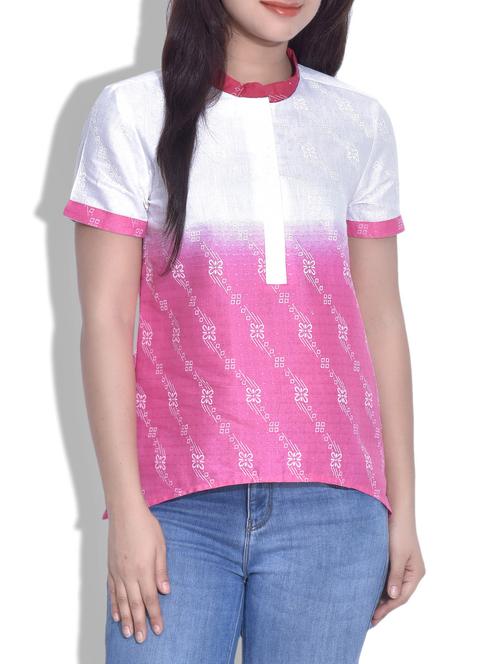 mandarin neck ombre top - 9625653 - Very Small Image - 1