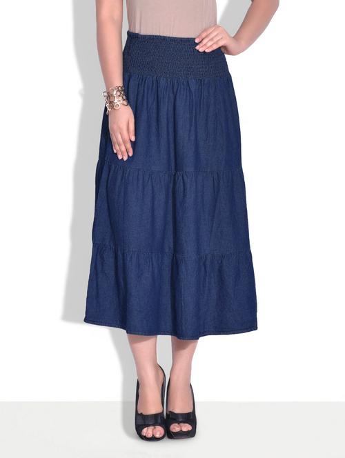 blue denim long skirt - 9625732 - Very Small Image - 1