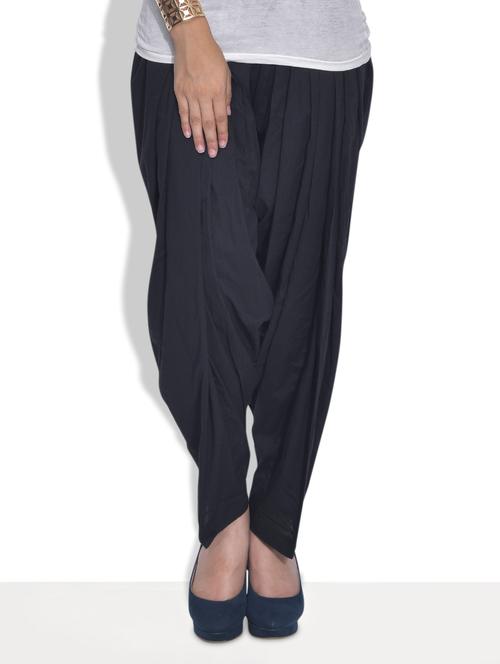 solid black cotton patiala salwar - 9625744 - Very Small Image - 1