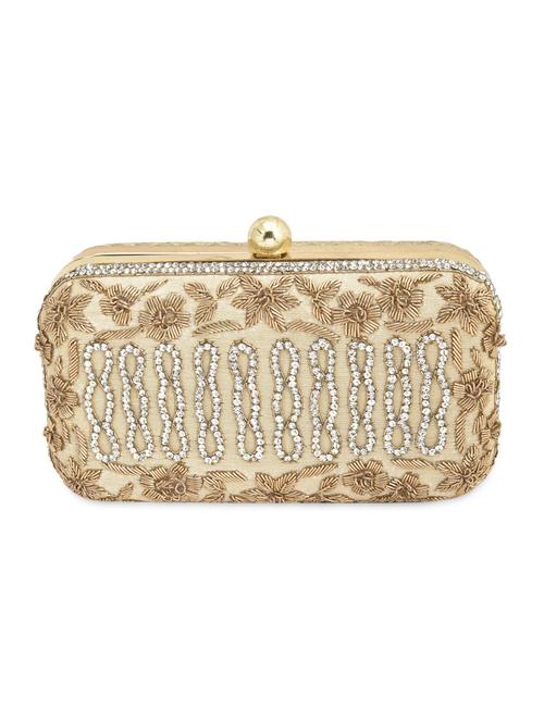 embroidered gold clutch with brocade - 9626413 - Very Small Image - 1
