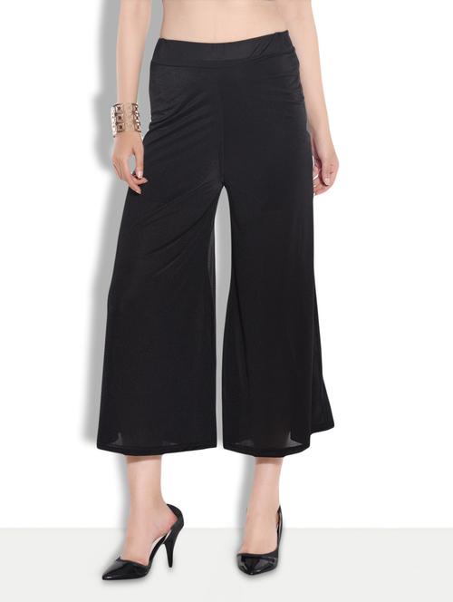 solid black ankle length palazzos - 9626614 - Very Small Image - 1