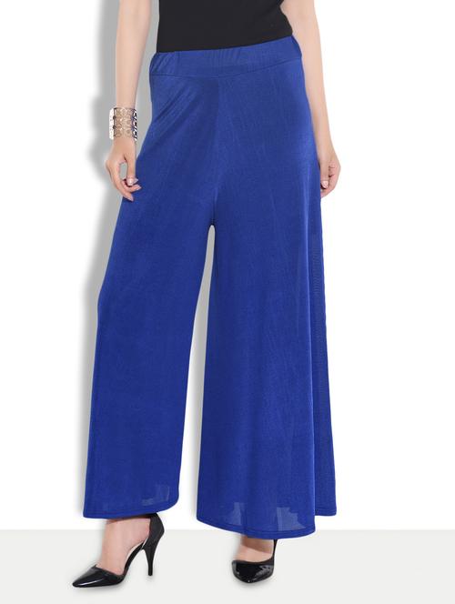 solid dark blue palazzos - 9626615 - Very Small Image - 1
