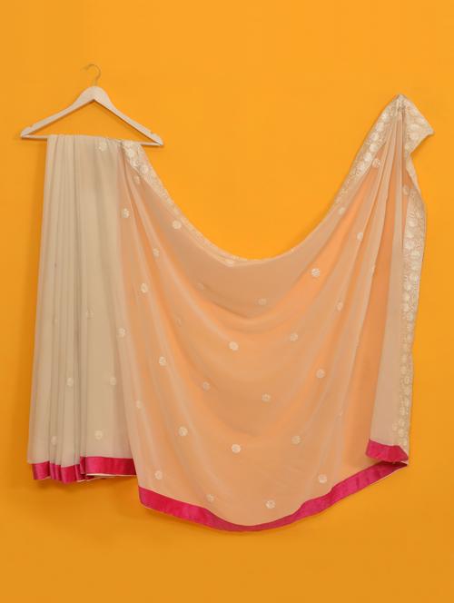 white sequin work embroidery georgette saree - 962762 - Very Small Image - 1