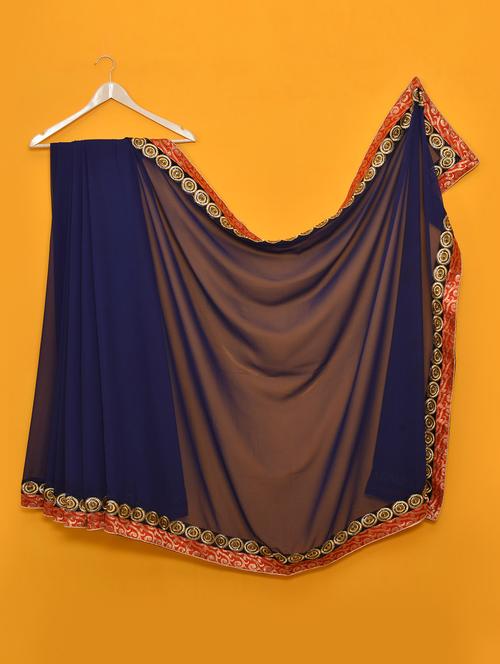 blue zardosi embroided
sequin work georgette saree - 962793 - Very Small Image - 1