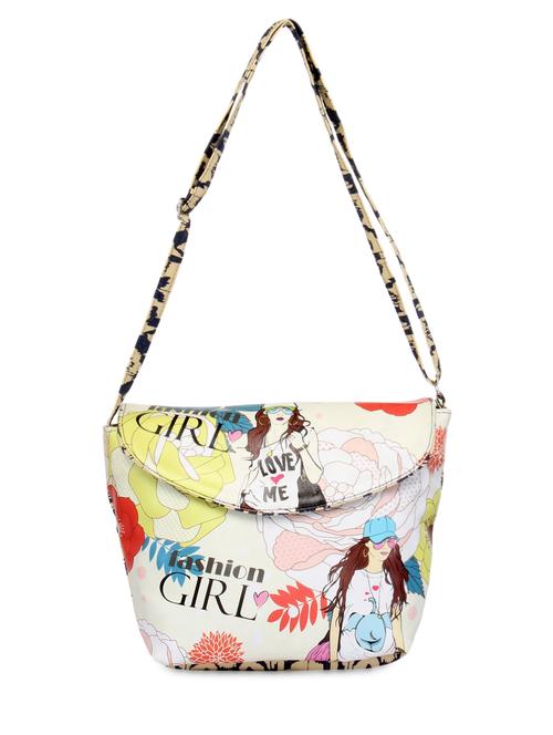 white printed faux leather sling bag - 9628602 - Very Small Image - 1