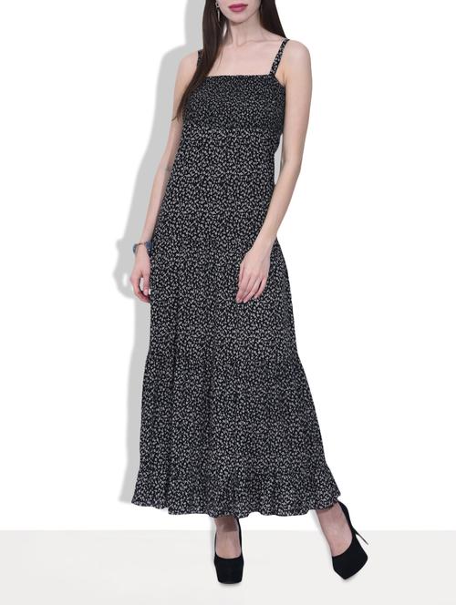 black rayon printed maxi dress - 9628893 - Very Small Image - 1
