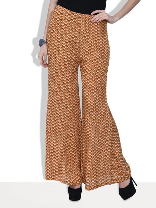 orange rayon printed palazzo - 9628898 - Very Small Image - 1