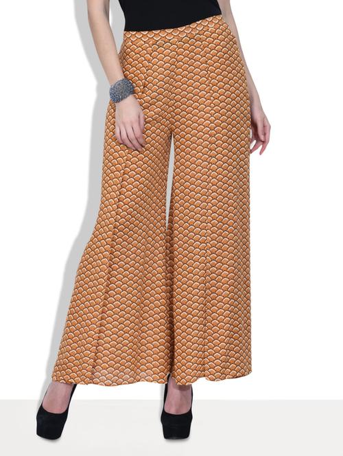 orange rayon printed palazzo - 9628901 - Very Small Image - 1