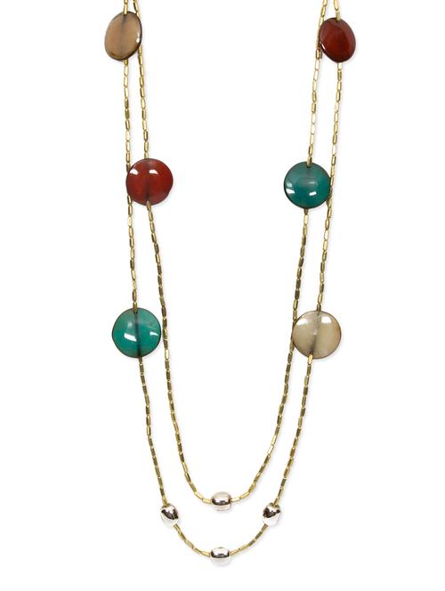 multicoloured brass embellished long necklace - 9632828 - Very Small Image - 1