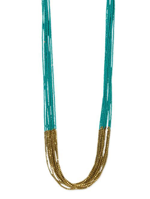 pink brass beaded long necklace - 9632845 - Very Small Image - 1
