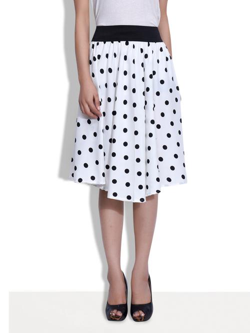 white polycrepe polka dot skirt - 9633912 - Very Small Image - 1
