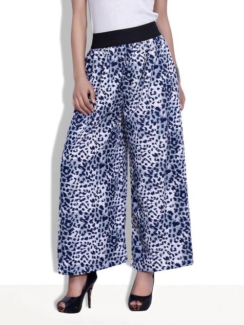 white printed polycrepe palazzo - 9633939 - Very Small Image - 1