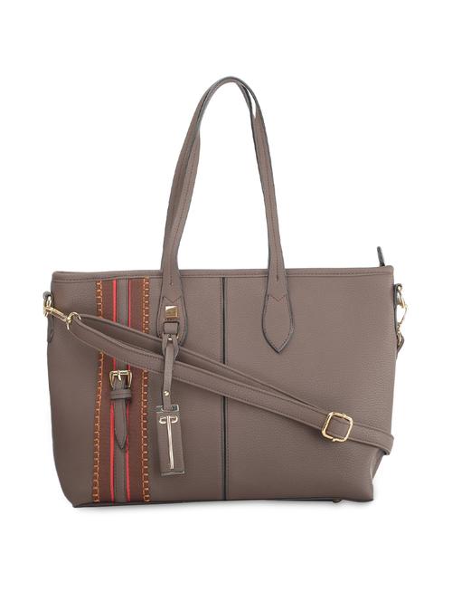 grey leatherette striped handbag - 9634097 - Very Small Image - 1
