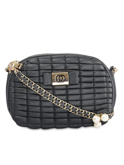 black leatherette striped clutch - 9634103 - Very Small Image - 1