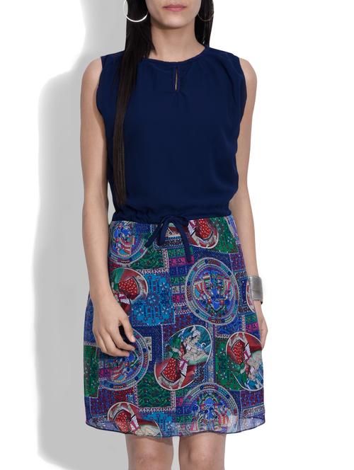 georgette printed blouson dress - 9635155 - Very Small Image - 1