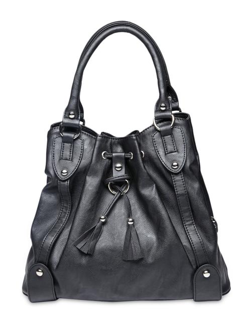 solid black faux leather handbag - 9635236 - Very Small Image - 1