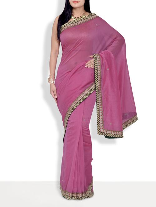 pink chanderi handworked saree with blouse - 9637092 - Very Small Image - 1