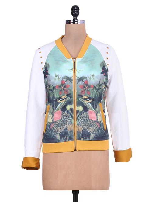 White and yellow printed jacket - 9639966 - Very Small Image - 1