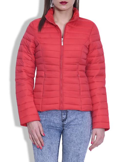 red full sleeved puffer jacket - 9640264 - Very Small Image - 1