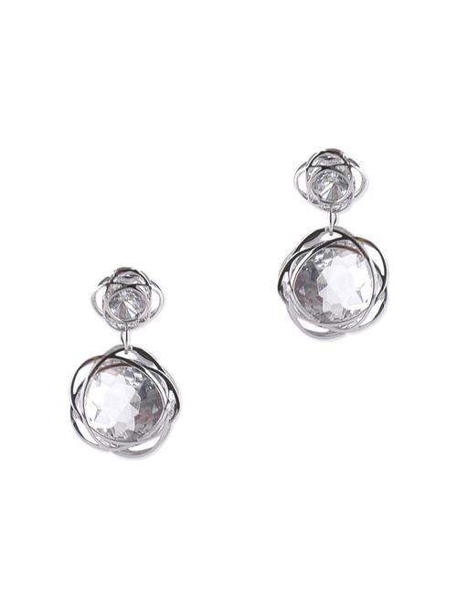 silver crystal embellished earrings - 9640771 - Very Small Image - 1
