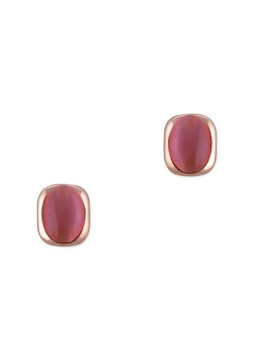 pink mother of pearl rectangular shaped stud earrings - 9640890 - Very Small Image - 1