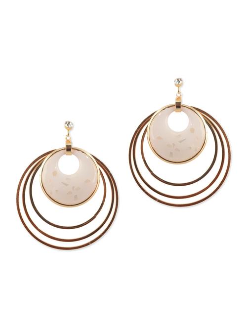 cream n gold pearl round danglers - 9640897 - Very Small Image - 1
