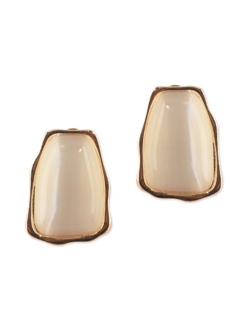 cream n gold pearl abstract studs - 9640923 - Very Small Image - 1