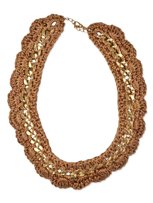 brown scalloped and braided necklace - 9640965 - Very Small Image - 1
