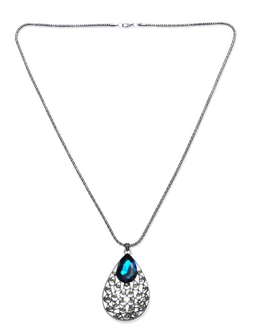 blue crystal embellished raindrop necklace - 9640969 - Very Small Image - 1