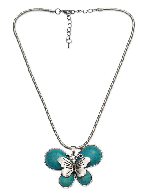 turquoise butterfly embellished chain necklace - 9640981 - Very Small Image - 1