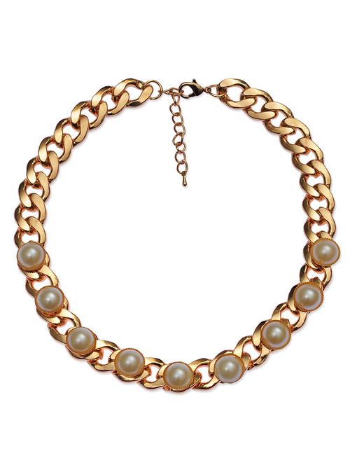 gold pearls embellished chain necklace - 9640986 - Very Small Image - 1