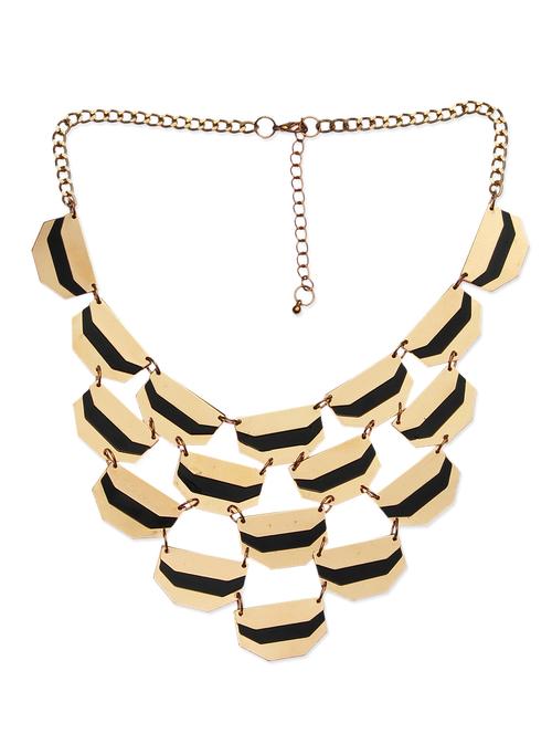gold and black hexagonal discs shaped layered necklace - 9640991 - Very Small Image - 1