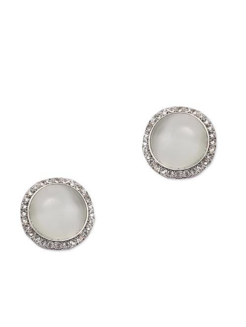 white circular embellished stud earrings - 9641081 - Very Small Image - 1