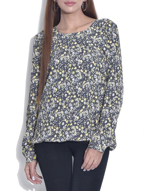 floral pleat detail blouson top - 9643645 - Very Small Image - 1