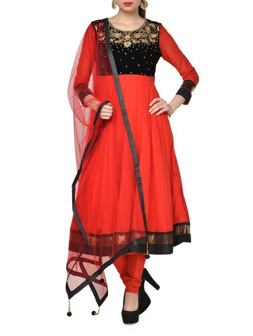 red anarkali suit set - 964486 - Very Small Image - 1