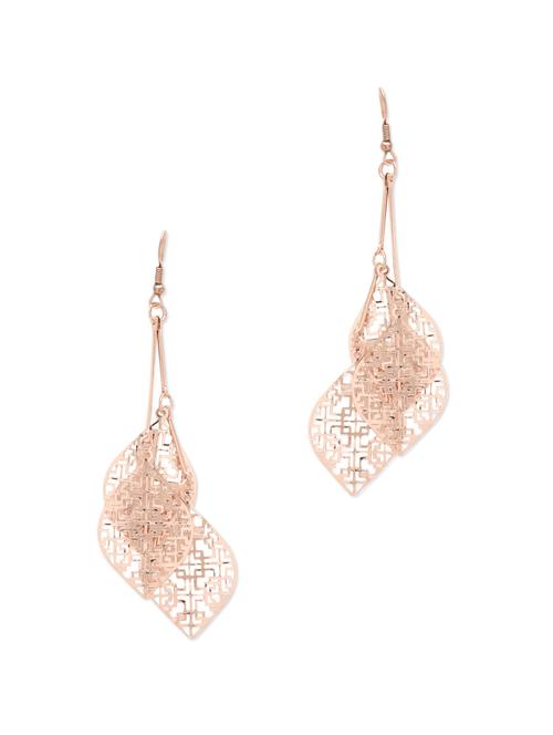 leaf drop metal earrings - 9646811 - Very Small Image - 1