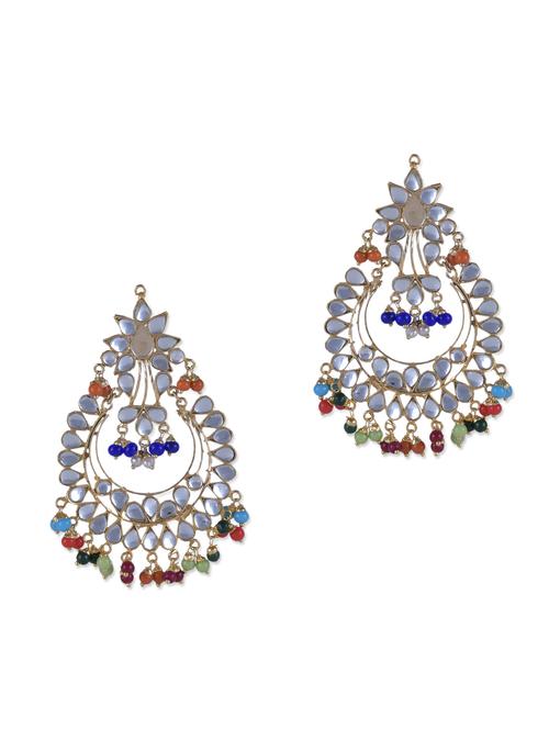 multicolored beaded earrings with kundan work - 9647534 - Very Small Image - 1