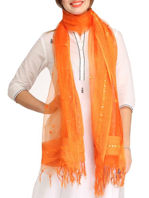 orange embellished organza dupatta - 9648367 - Very Small Image - 1