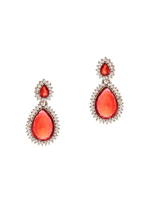 red embellished drop earrings - 9648991 - Very Small Image - 1