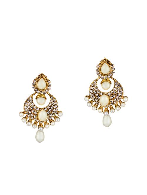 white embellished chand bali earrings - 9649006 - Very Small Image - 1