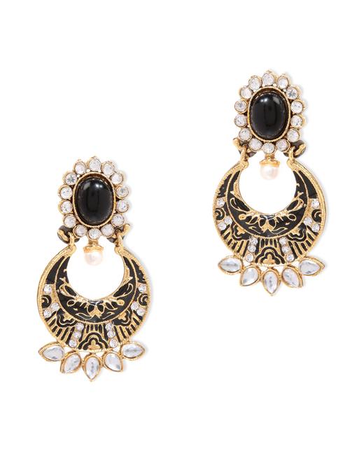 black embellished chand bali earrings - 9649035 - Very Small Image - 1