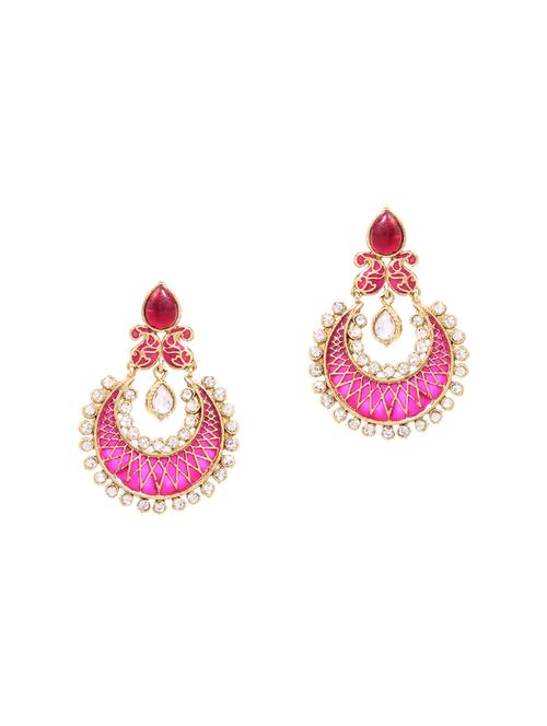 pink embellished chand bali earrings - 9649046 - Very Small Image - 1