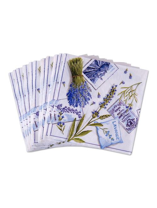 set of 20 white printed paper napkins - 9649229 - Very Small Image - 1