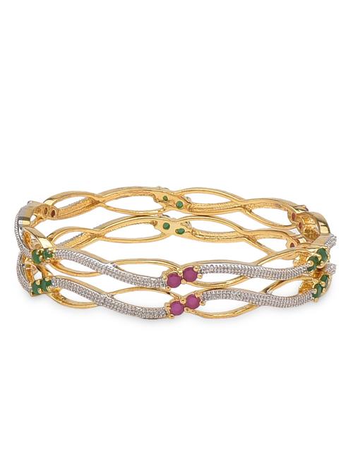 gold plated embellished bangles set of 2 - 9653656 - Very Small Image - 1