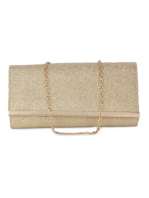 gold leatherette textured clutch - 9653852 - Very Small Image - 1