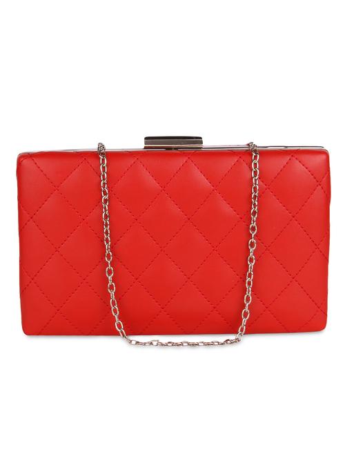 red leatherette textured box clutch - 9653868 - Very Small Image - 1