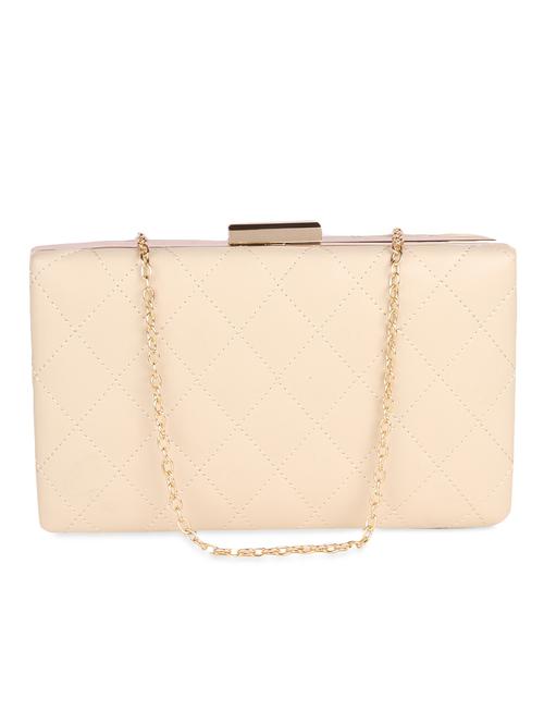 beige leatherette textured box clutch - 9653871 - Very Small Image - 1