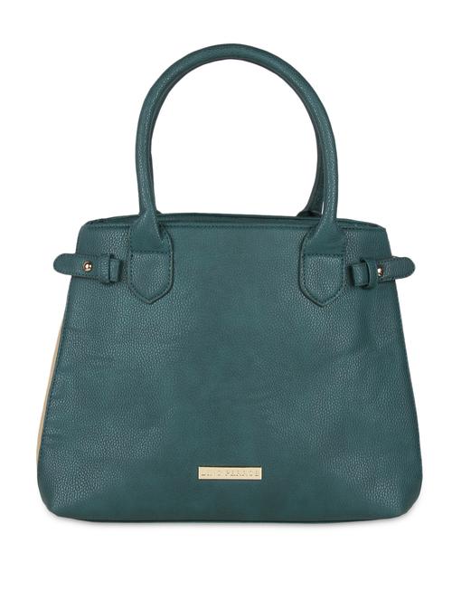teal and beige leatherette textured handbag - 9653902 - Very Small Image - 1